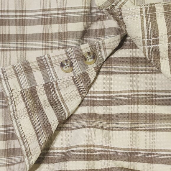 Cabela's Outfitter series button down shirt men's size 2XL brown & pastel yellow - Picture 8 of 10